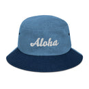 Cursive Aloha Denim Bucket Hat