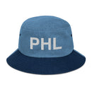 PHL Philadelphia Airport Code Denim Bucket Hat