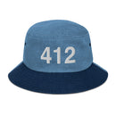 412 Pittsburgh Area Code Denim Bucket hat
