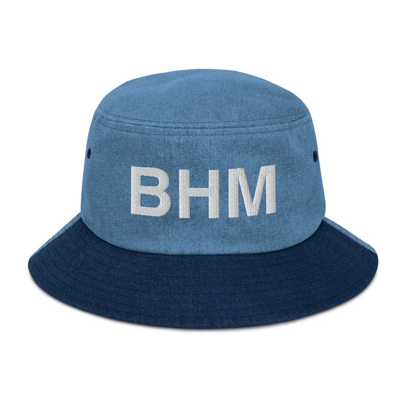 BHM Birmingham Airport Code Denim Bucket Hat