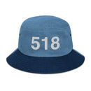 518 Upstate NY Area Code Denim Bucket Hat
