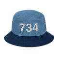 734 Ann Arbor Mi Area Code Denim Bucket Hat