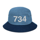 734 Ann Arbor Mi Area Code Denim Bucket Hat