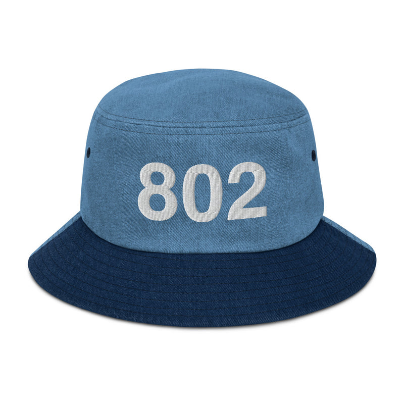 802 Vermont Area Code Denim Bucket Hat