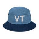 Vermont VT State Abbreviation Denim Bucket Hat