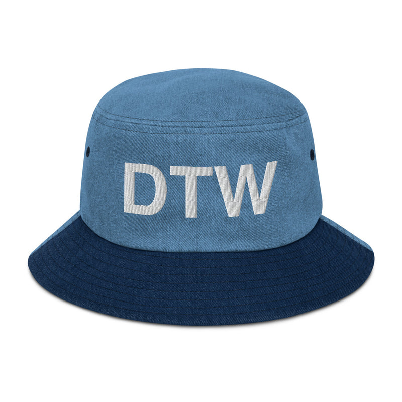 DTW Detroit MI Airport Code Denim Bucket Hat