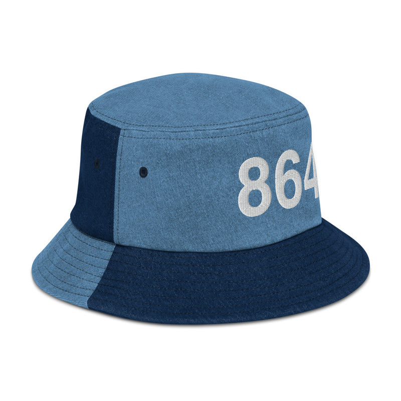 864 Greenville SC Area Code Denim Bucket Hat
