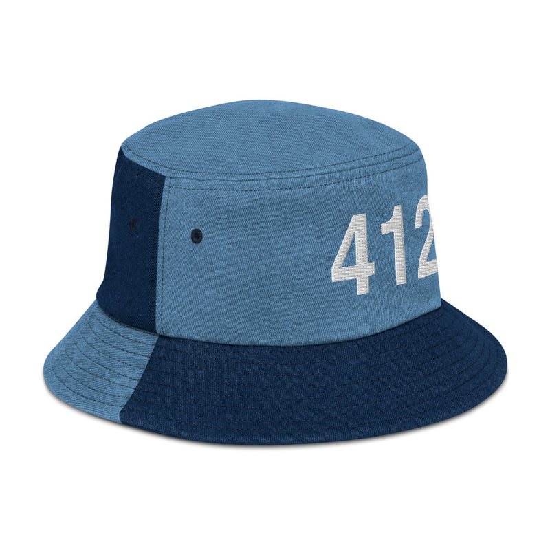 412 Pittsburgh Area Code Denim Bucket hat