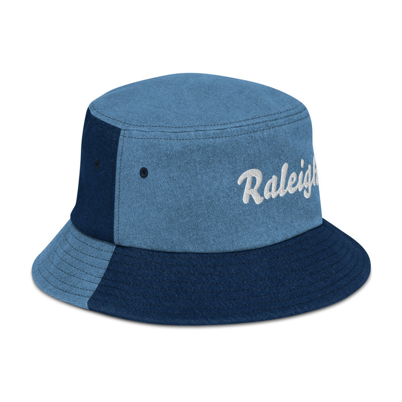 Cursive Raleigh NC Denim Bucket Hat