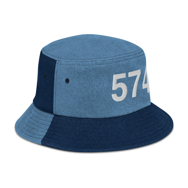 574 South Bend IN Area Code Denim Bucket Hat