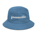 Cursive Greenville SC Denim Bucket Hat