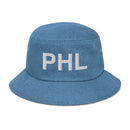 PHL Philadelphia Airport Code Denim Bucket Hat