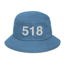 518 Upstate NY Area Code Denim Bucket Hat