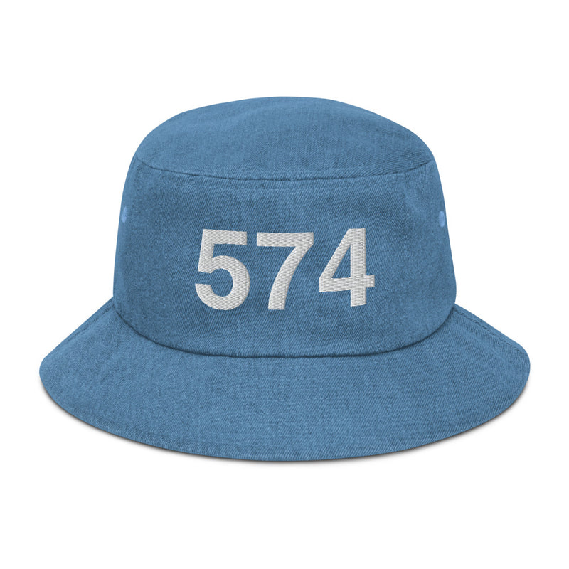 574 South Bend IN Area Code Denim Bucket Hat