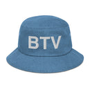 BTV Burlington Airport Code Denim Bucket Hat