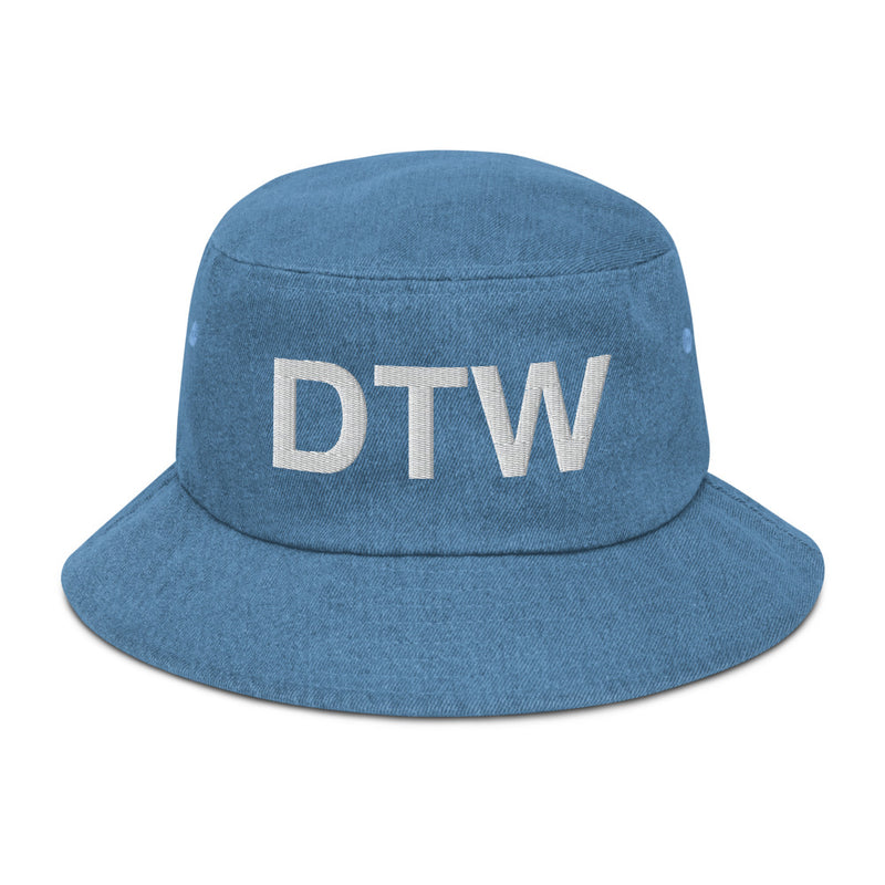 DTW Detroit MI Airport Code Denim Bucket Hat