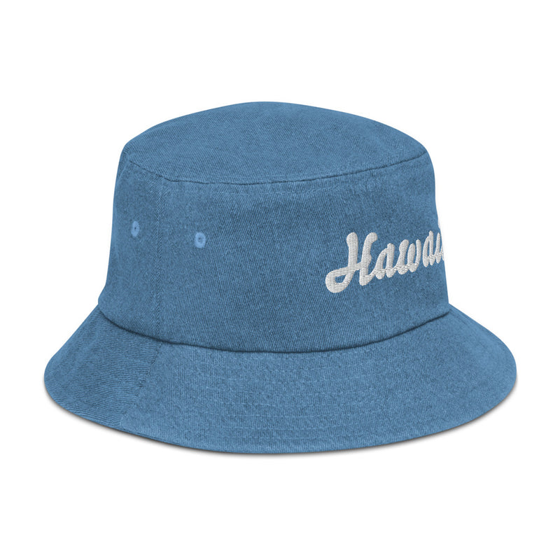Cursive Hawaii Denim Bucket Hat