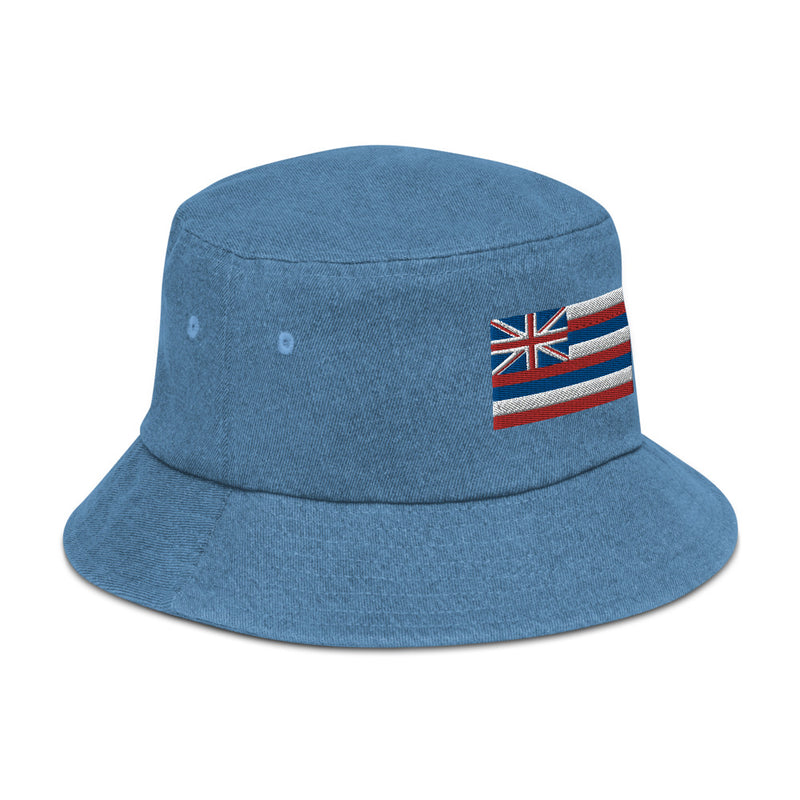 Hawaii Flag Denim Bucket Hat