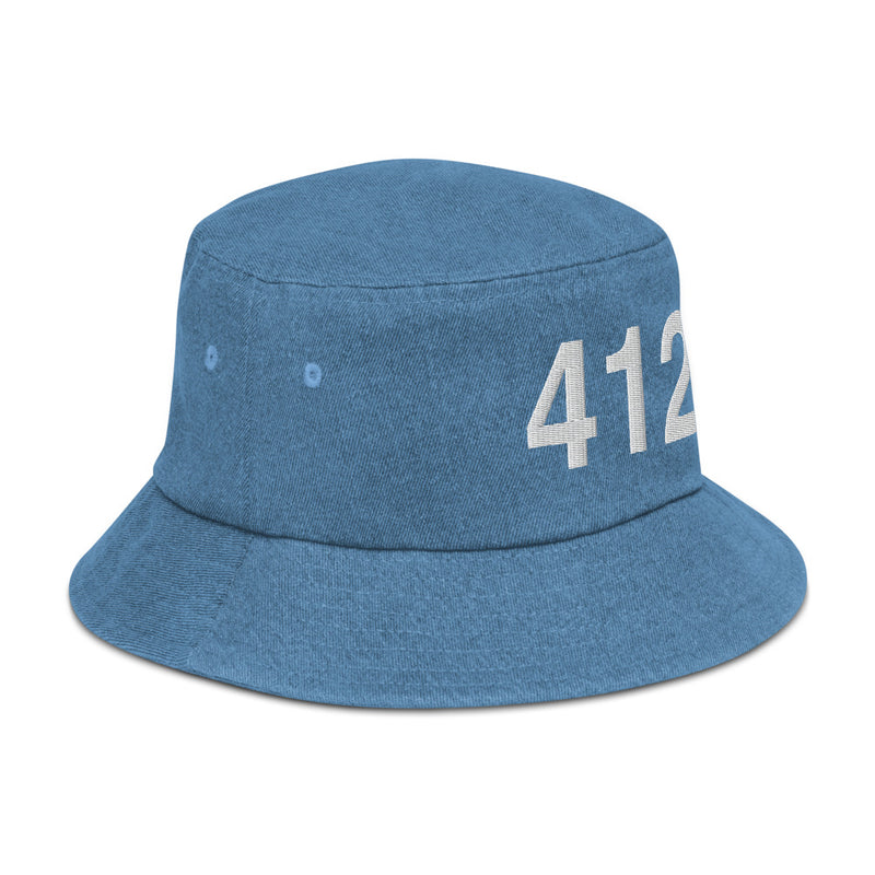 412 Pittsburgh Area Code Denim Bucket hat