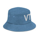 Vermont VT State Abbreviation Denim Bucket Hat
