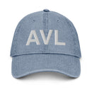 AVL Asheville NC Airport Code Denim Dad Hat
