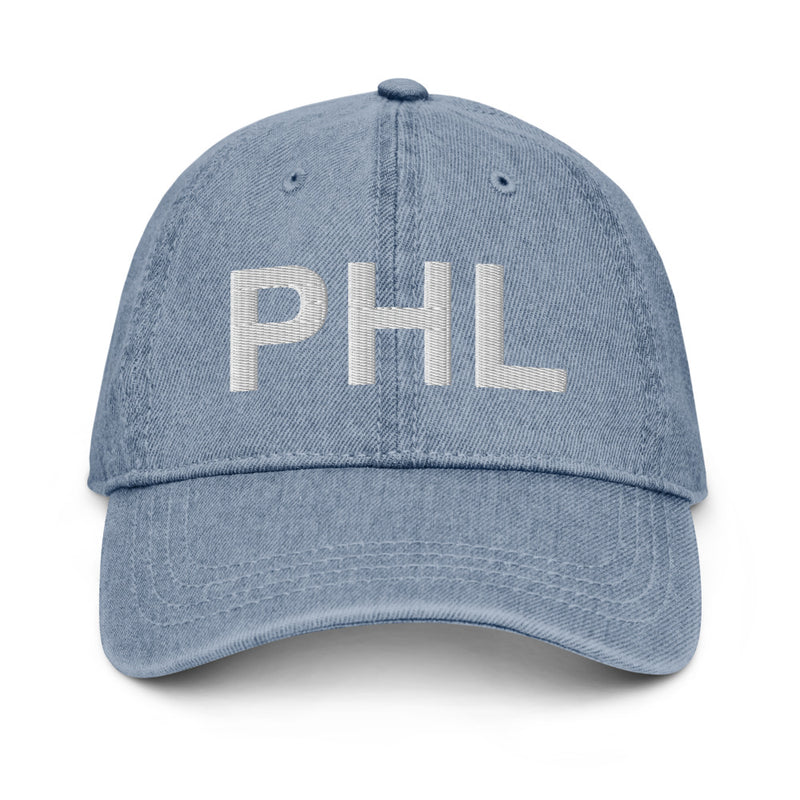 PHL Philadelphia Airport Code Denim Dad Hat