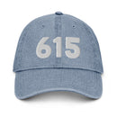 615 Nashville Area Code Denim Dad Hat