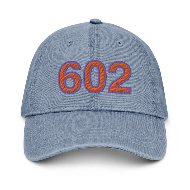 Orange and Purple 602 Phoenix Area Code Denim Dad Hat