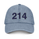 Navy & Gray 214 Dallas Area Code Denim Dad Hat