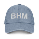 BHM Birmingham Airport Code Denim Dad Hat