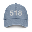 518 Upstate NY Area Code Denim Dad Hat