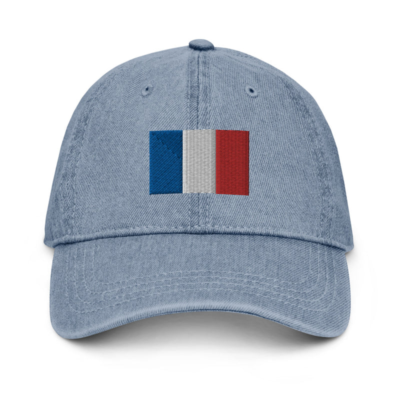 France Flag Denim Dad Hat