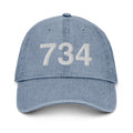 734 Ann Arbor Mi Area Code Denim Dad Hat