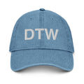 DTW Detroit MI Airport Code Denim Dad Hat