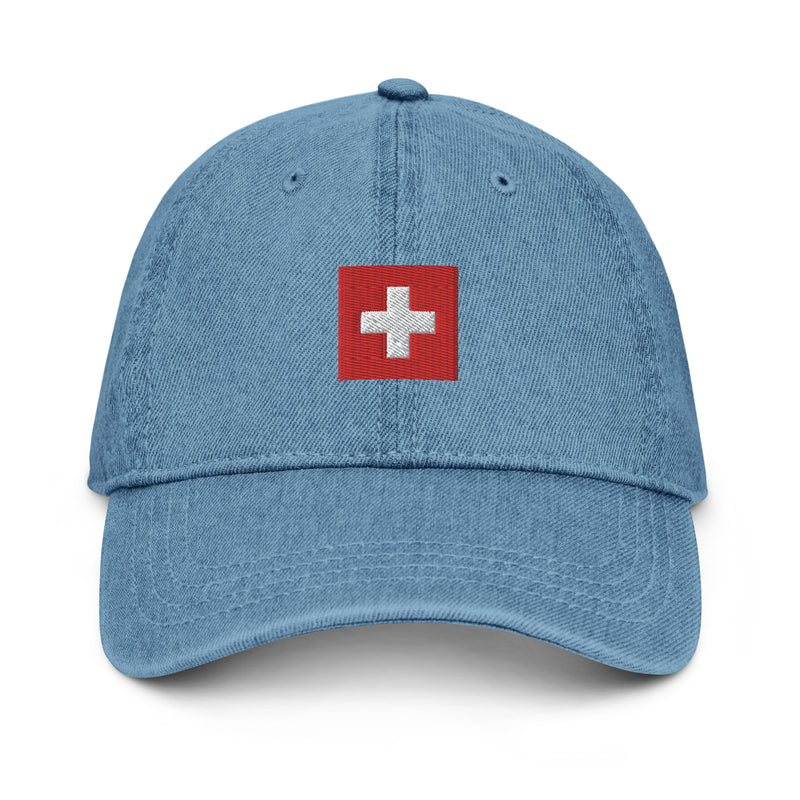 Switzerland Flag Denim Dad Hat