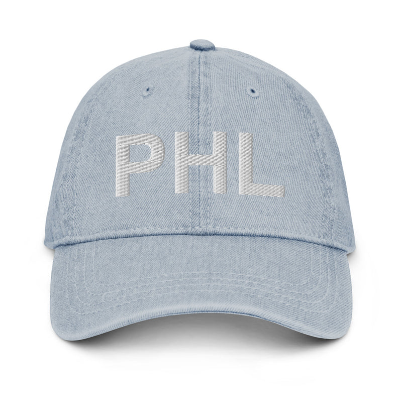 PHL Philadelphia Airport Code Denim Dad Hat
