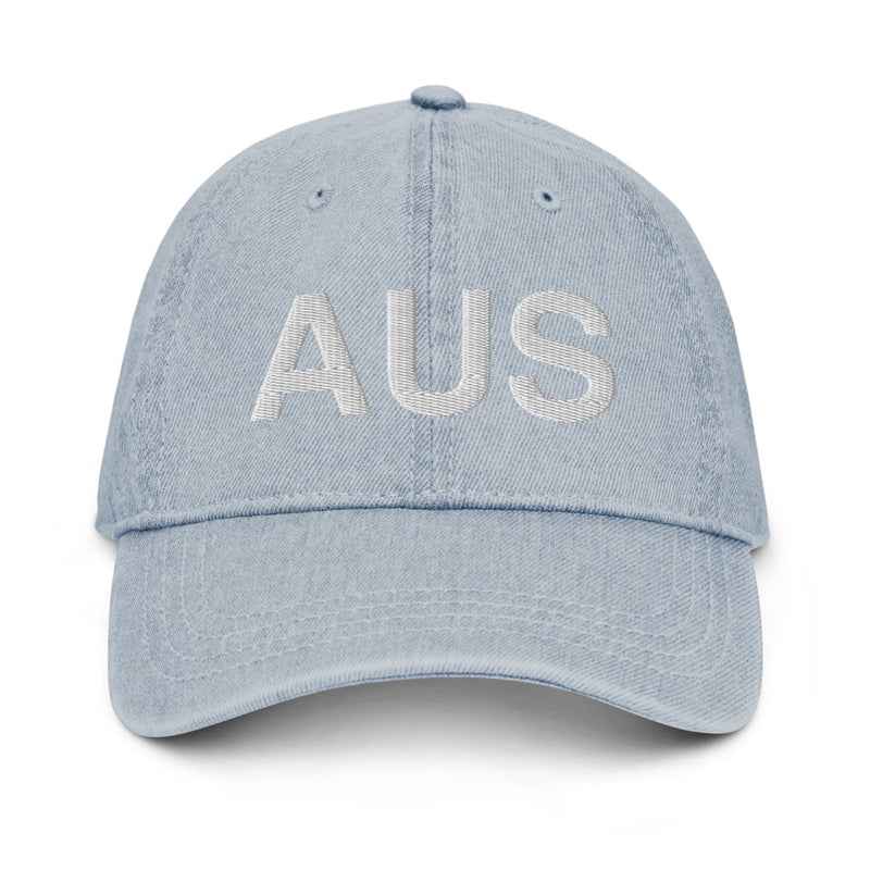 AUS Austin Airport Code Denim Dad Hat