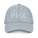 PHX Phoenix Airport Code Denim Dad Hat