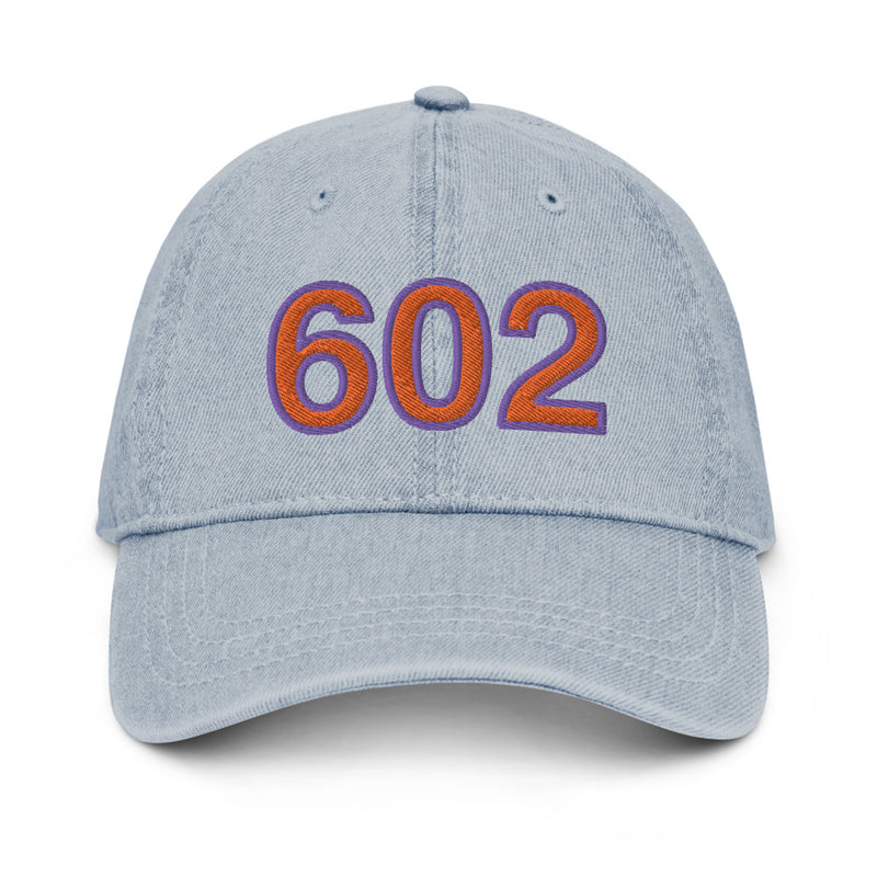 Orange and Purple 602 Phoenix Area Code Denim Dad Hat