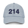 Navy & Gray 214 Dallas Area Code Denim Dad Hat