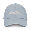 Cursive Dallas TX Denim Dad Hat