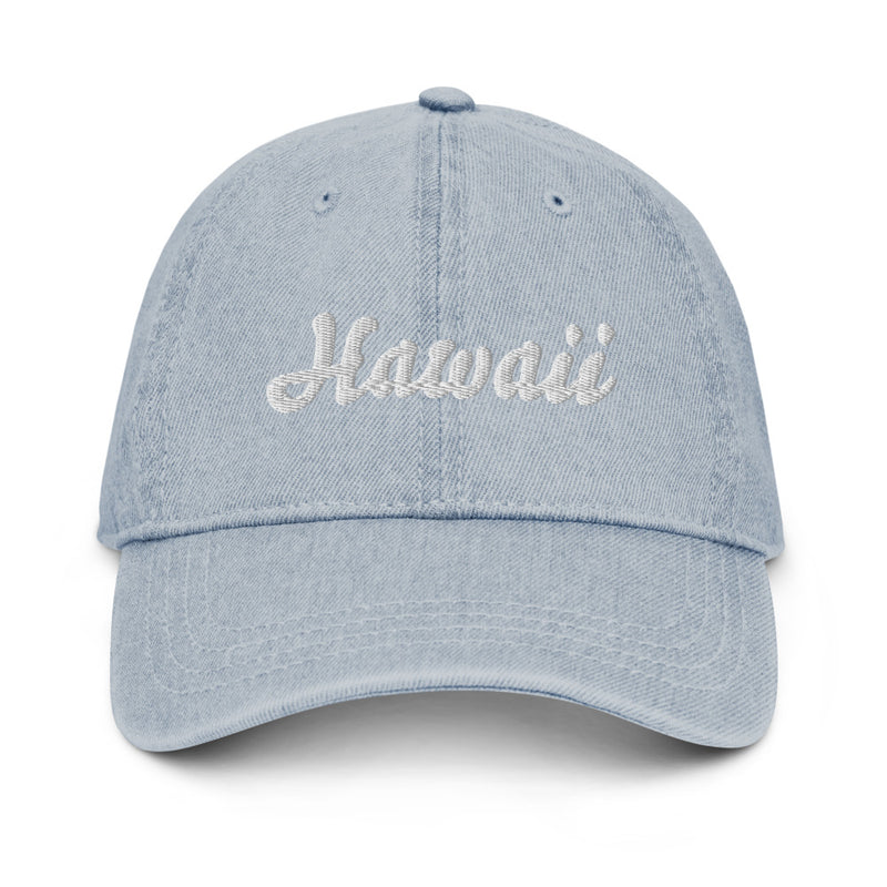 Cursive Hawaii Denim Dad Hat