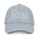 BZN Bozeman Airport Code Denim Dad Hat