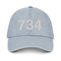 734 Ann Arbor Mi Area Code Denim Dad Hat