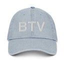 BTV Burlington Airport Code Denim Dad Hat