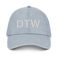 DTW Detroit MI Airport Code Denim Dad Hat