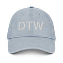 DTW Detroit MI Airport Code Denim Dad Hat