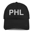 PHL Philadelphia Airport Code Distressed Dad Hat