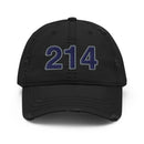 Navy & Gray 214 Dallas Area Code Distressed Dad Hat
