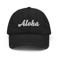 Cursive Aloha Distressed Dad Hat